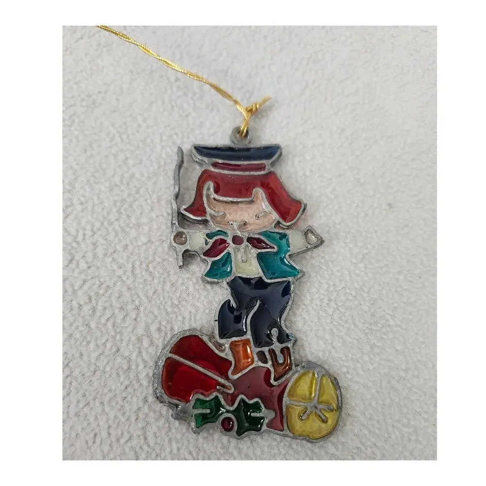 Unique Metal Stain Glass Girl Clown Wizard Yule Tied Log Sun Catcher